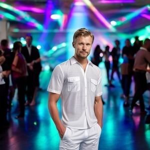 Men Shirt ALFANI Button Front Short Sleeve Shirt Regular Fit White Cotton Shirt